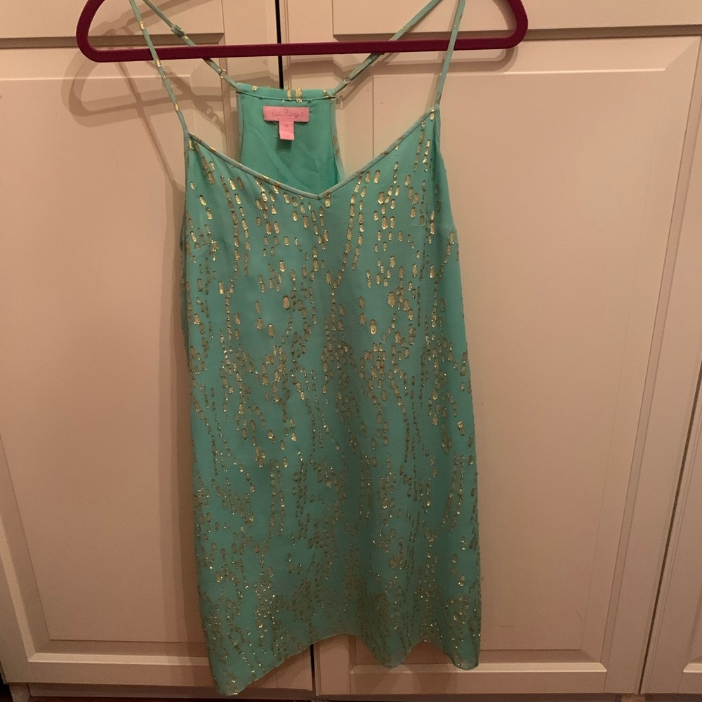 Lilly Pulitzer Green Mini Sundress Spaghetti Strap Cocktail